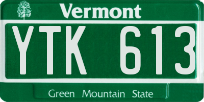 VT license plate YTK613