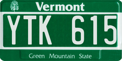 VT license plate YTK615