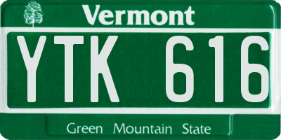 VT license plate YTK616