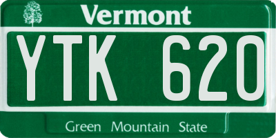 VT license plate YTK620
