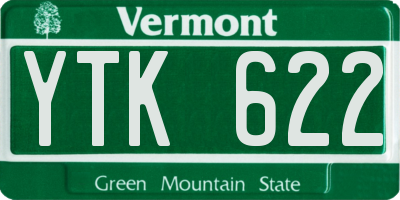 VT license plate YTK622