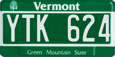 VT license plate YTK624