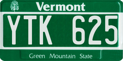 VT license plate YTK625