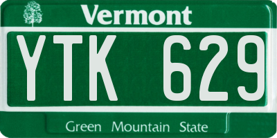 VT license plate YTK629