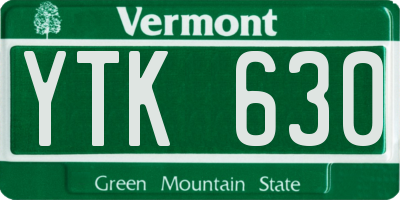 VT license plate YTK630