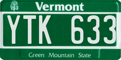 VT license plate YTK633
