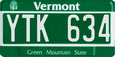 VT license plate YTK634