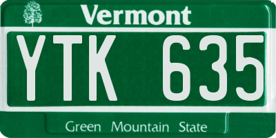VT license plate YTK635