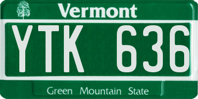 VT license plate YTK636