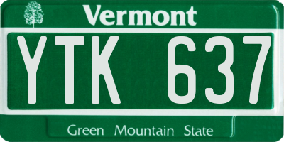 VT license plate YTK637