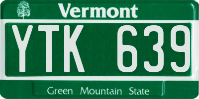 VT license plate YTK639