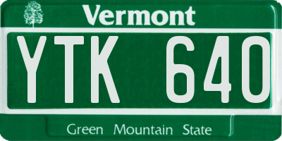 VT license plate YTK640
