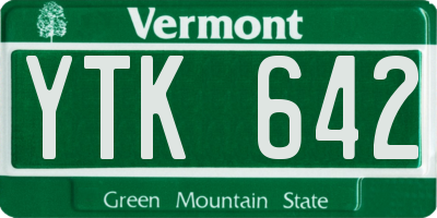 VT license plate YTK642