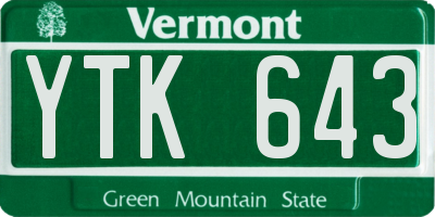 VT license plate YTK643