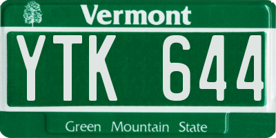 VT license plate YTK644