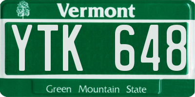 VT license plate YTK648