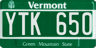 VT license plate YTK650