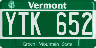 VT license plate YTK652