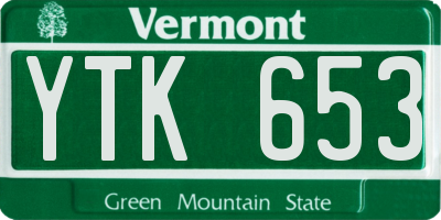 VT license plate YTK653