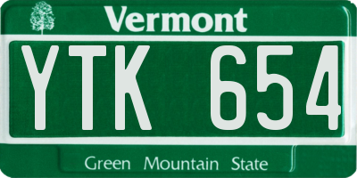 VT license plate YTK654