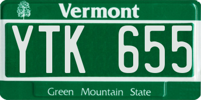 VT license plate YTK655