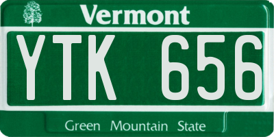 VT license plate YTK656