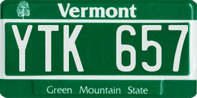VT license plate YTK657