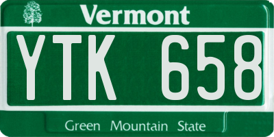 VT license plate YTK658