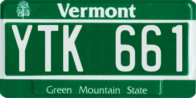 VT license plate YTK661