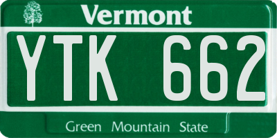 VT license plate YTK662