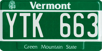 VT license plate YTK663