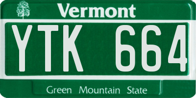 VT license plate YTK664