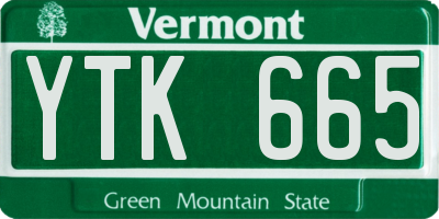 VT license plate YTK665