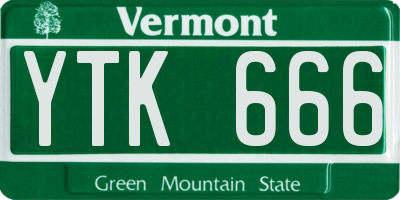 VT license plate YTK666
