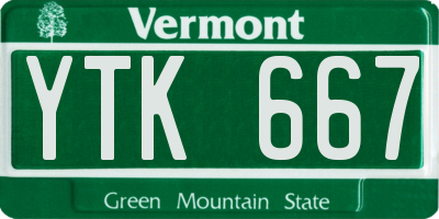 VT license plate YTK667