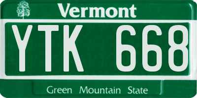 VT license plate YTK668
