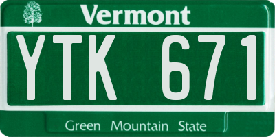 VT license plate YTK671