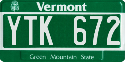 VT license plate YTK672
