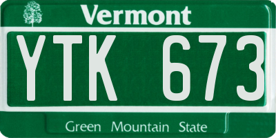 VT license plate YTK673