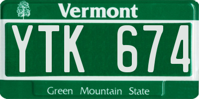 VT license plate YTK674
