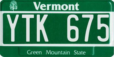 VT license plate YTK675
