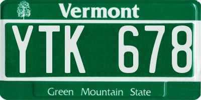 VT license plate YTK678