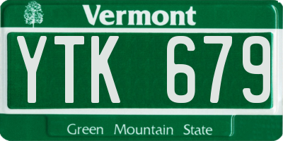 VT license plate YTK679