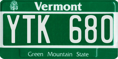 VT license plate YTK680