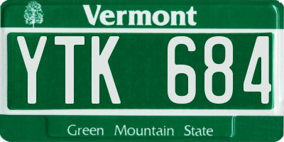 VT license plate YTK684