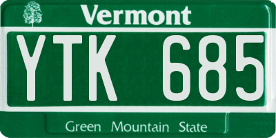 VT license plate YTK685