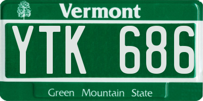 VT license plate YTK686