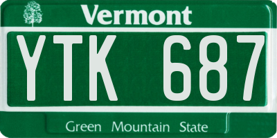 VT license plate YTK687