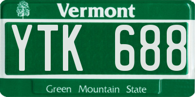 VT license plate YTK688