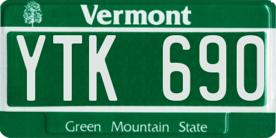 VT license plate YTK690